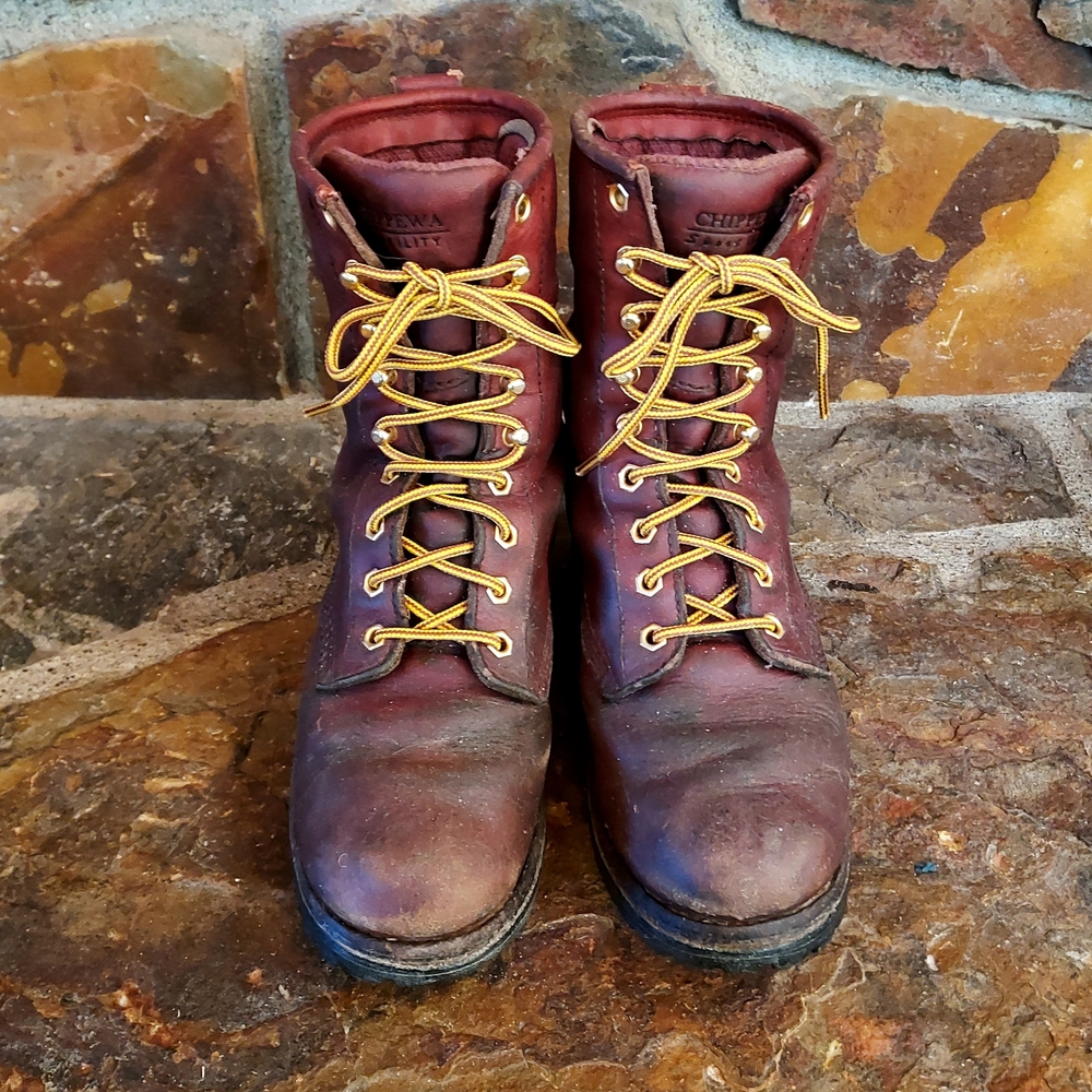 Chippewa Brown and Yellow Rugged Leather Boots
